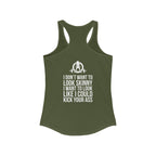 Kick Your Ass + WWLW – Women’s Racerback Tank | White Logo