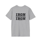 Iron Sharpens Iron - Unisex Softstyle T-Shirt - Black Logo Front & Back