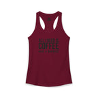 ALL I NEED IS Coffee and a Barbell - Women's Ideal Racerback Tank - Dark Logo - Front Chest -  Plain Back