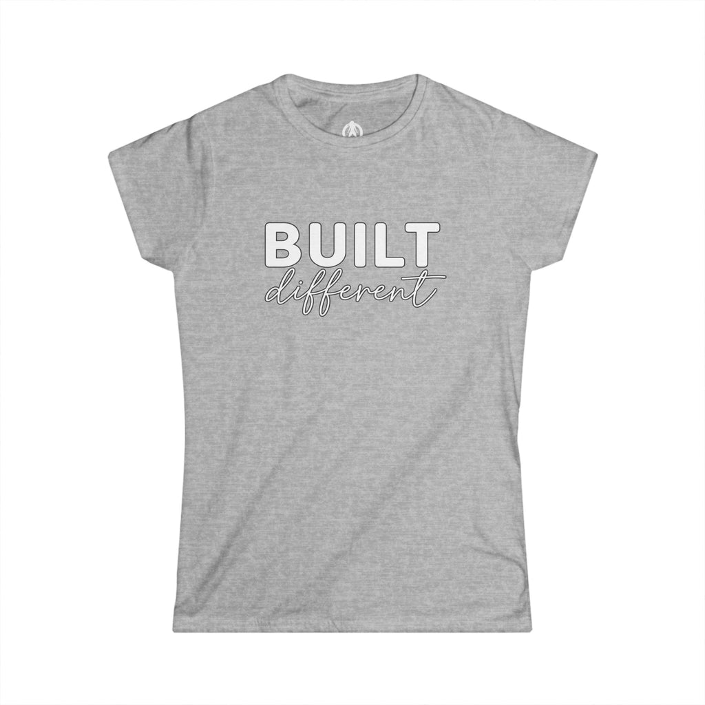 Built Different - Women's Softstyle Tee - White Logo Plain Back