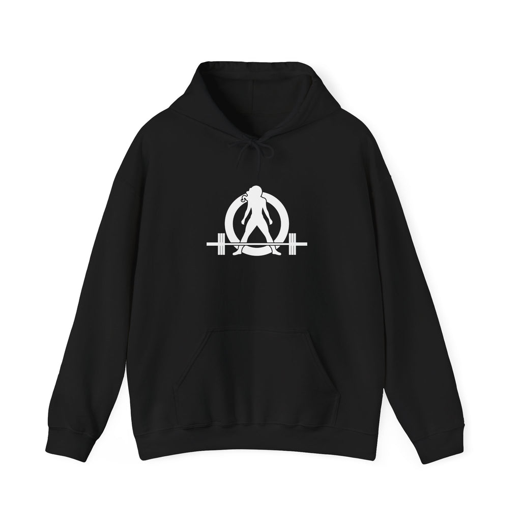I Could Squat You - Classic Logo White - Unisex Heavy Blend Hooded Sweatshirt Print on Front & Back