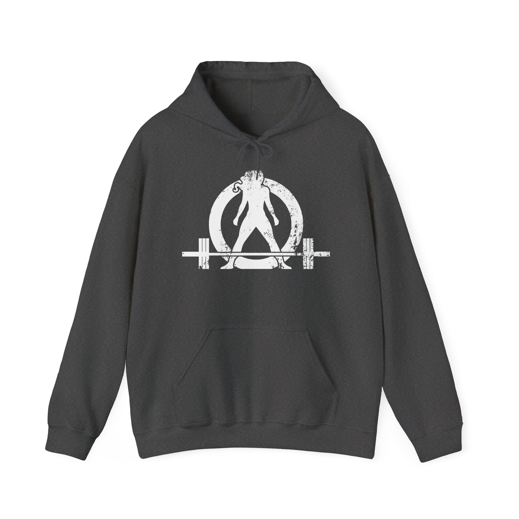 Good Girls Tone Bad Girls Deadlift - Distressed White Dark Logo - Unisex Heavy Blend Hooded Sweatshirt