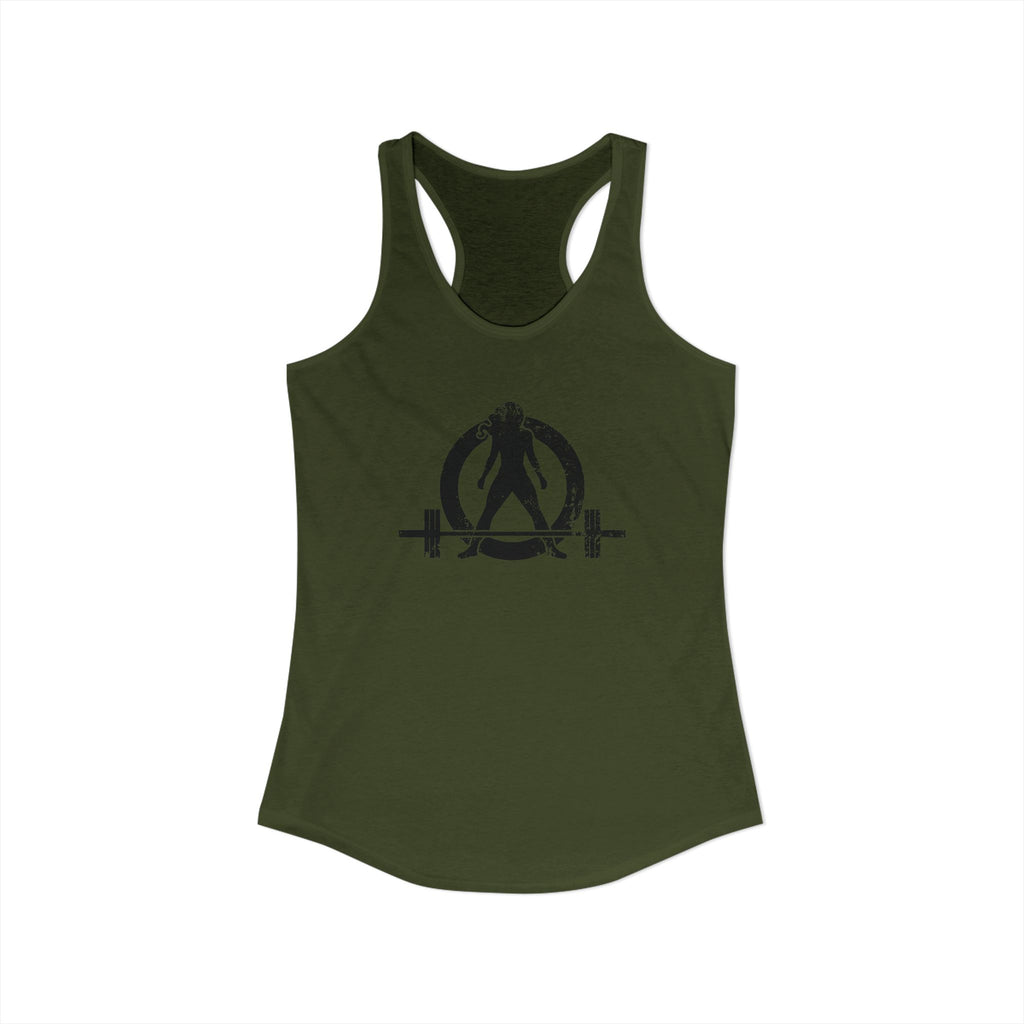 I Could Deadlift You - Women's Ideal Racerback Tank - Black Distressed Logo + Back