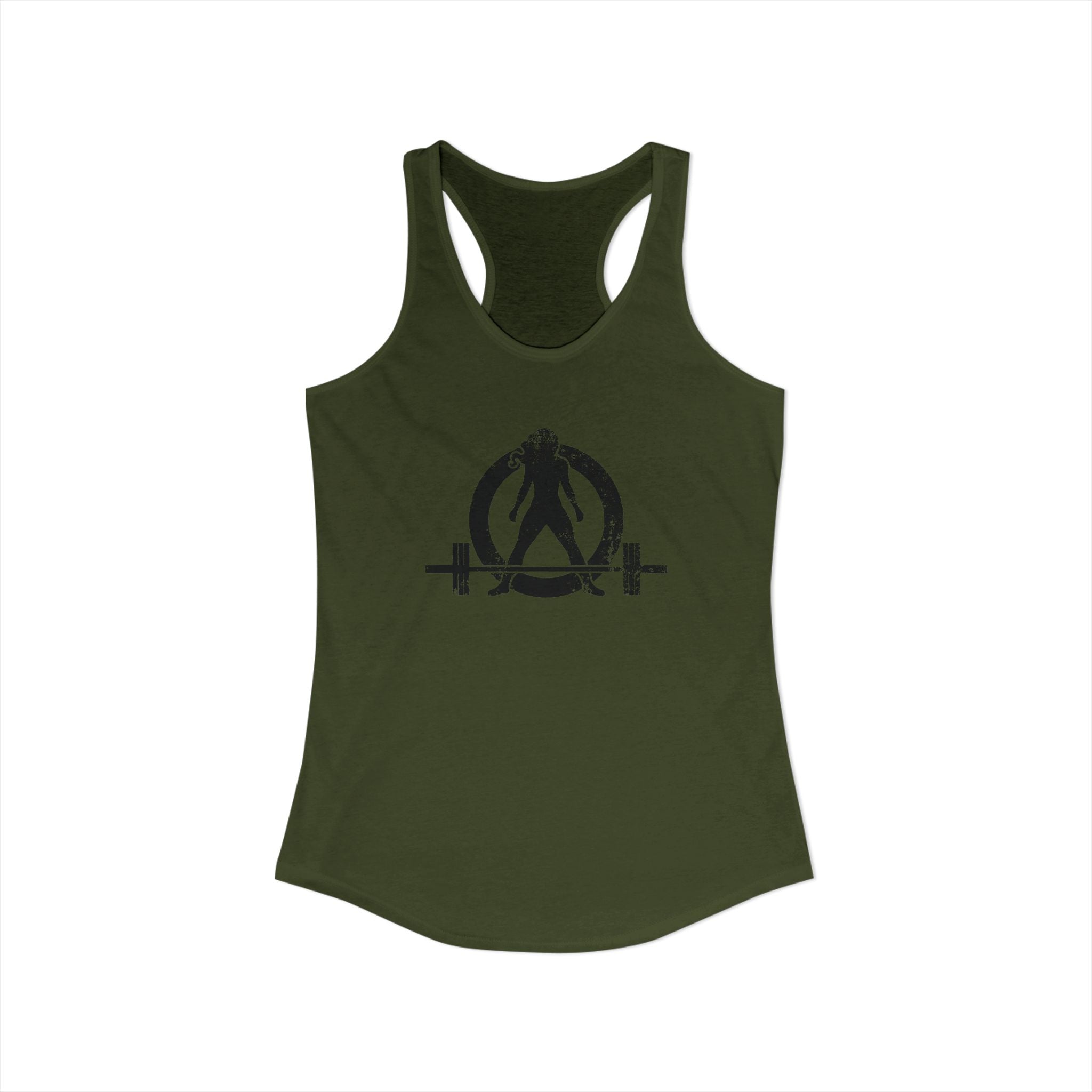 I Could Deadlift You - Women's Ideal Racerback Tank - Black Distressed Logo + Back