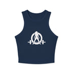 Women's Micro Rib Racer Tank Top - White Classic Logo