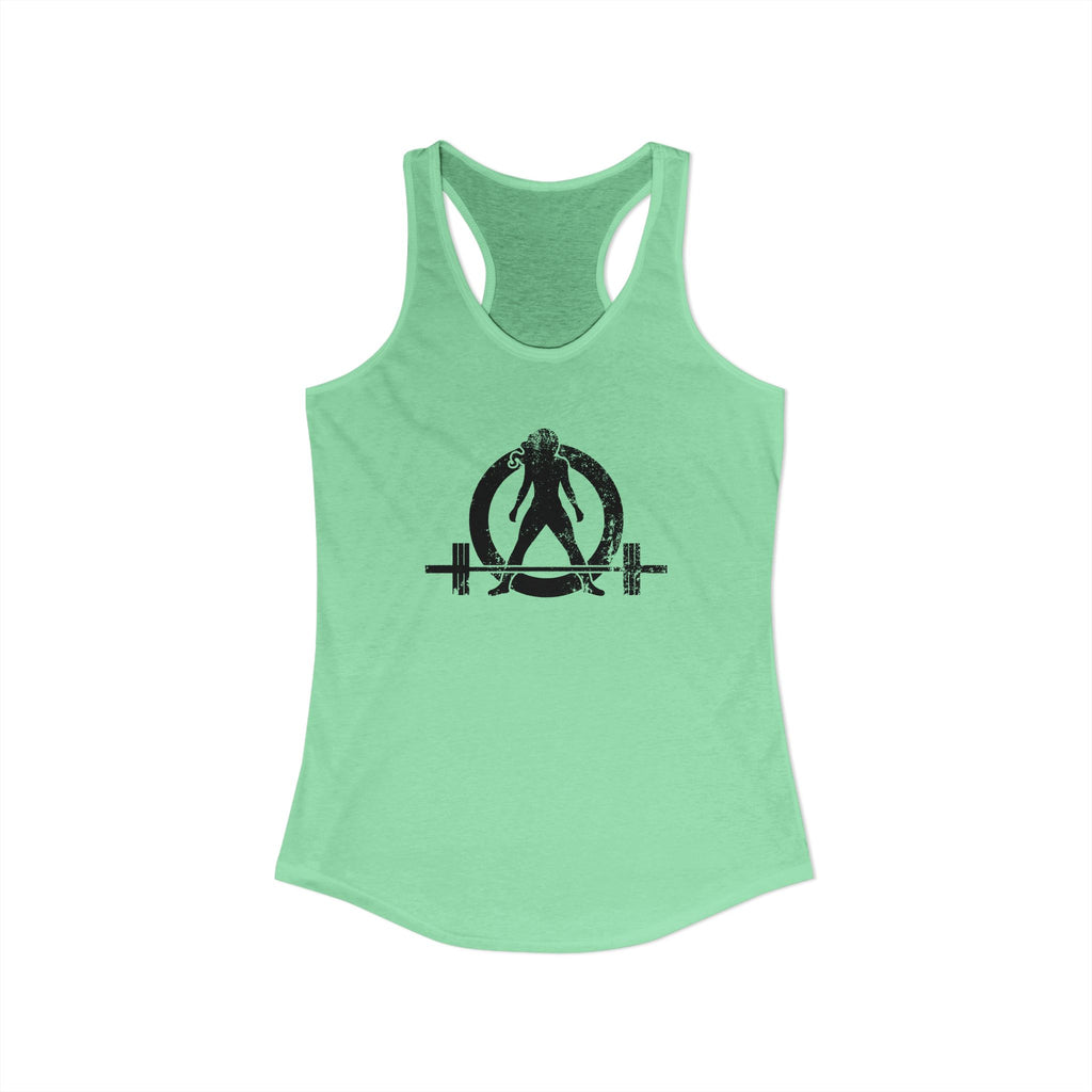 I Could Deadlift You - Women's Ideal Racerback Tank - Black Distressed Logo + Back
