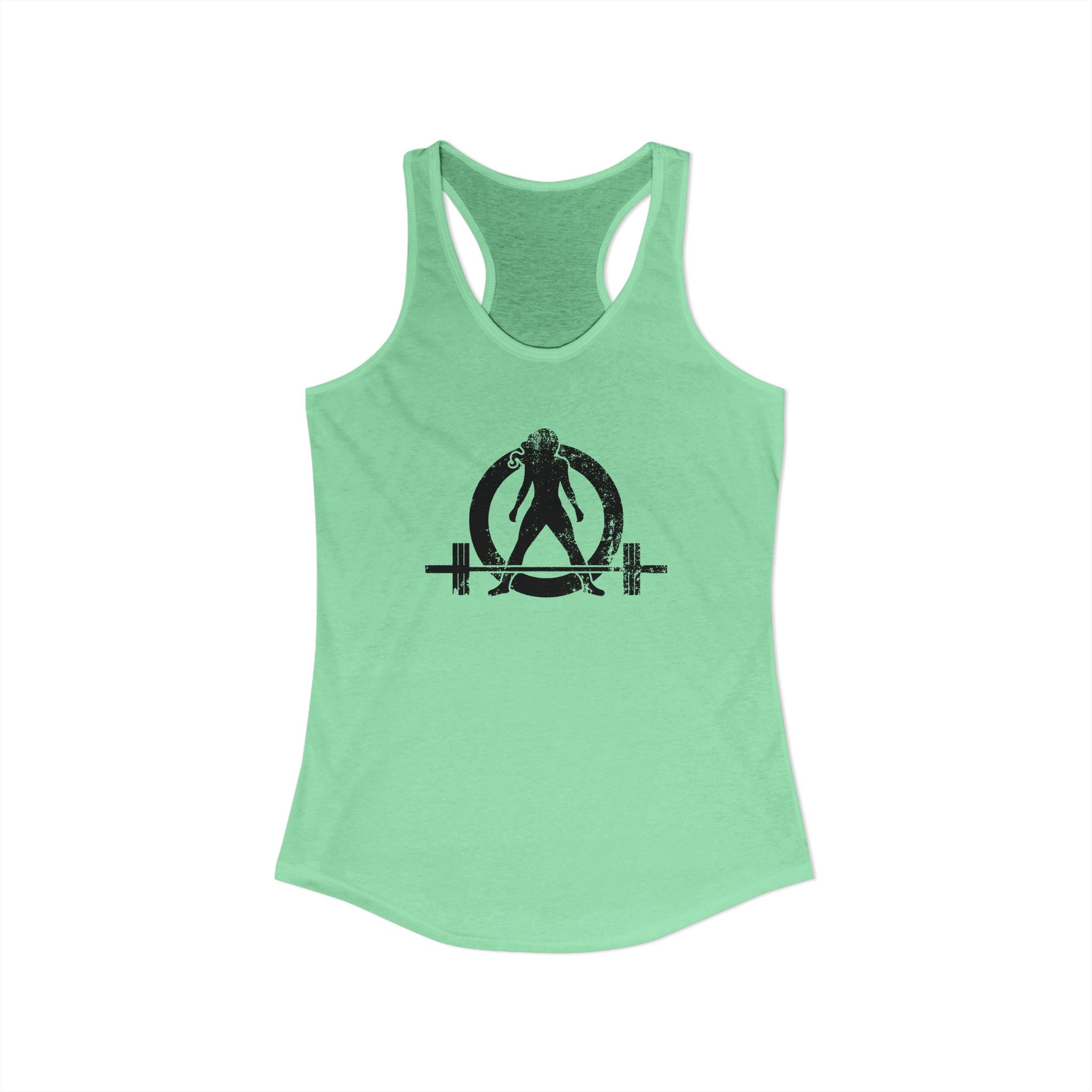 I Could Deadlift You - Women's Ideal Racerback Tank - Black Distressed Logo + Back