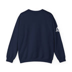 Iron Sharpens Iron - Unisex Heavy Blend™ Crewneck Sweatshirt - Front White Logo - Plain Back