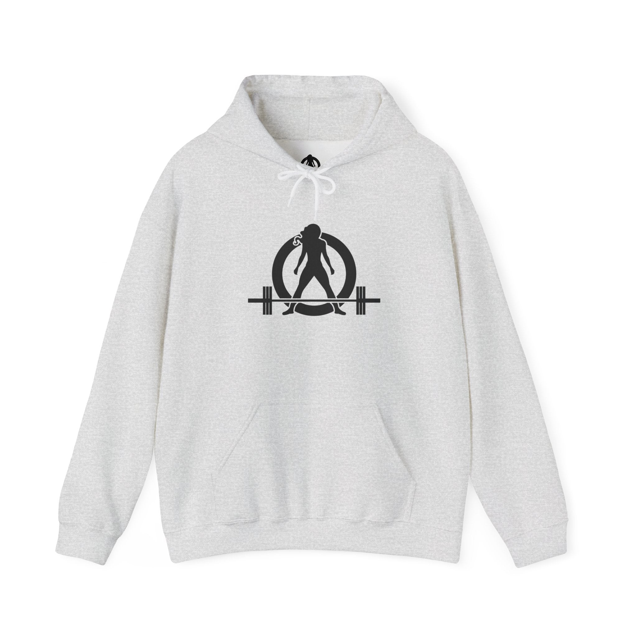 Goal Weight Strong AF – Unisex Heavy Blend™ Hooded Sweatshirt (Front & Back Black Logo) 🖤💪🔥