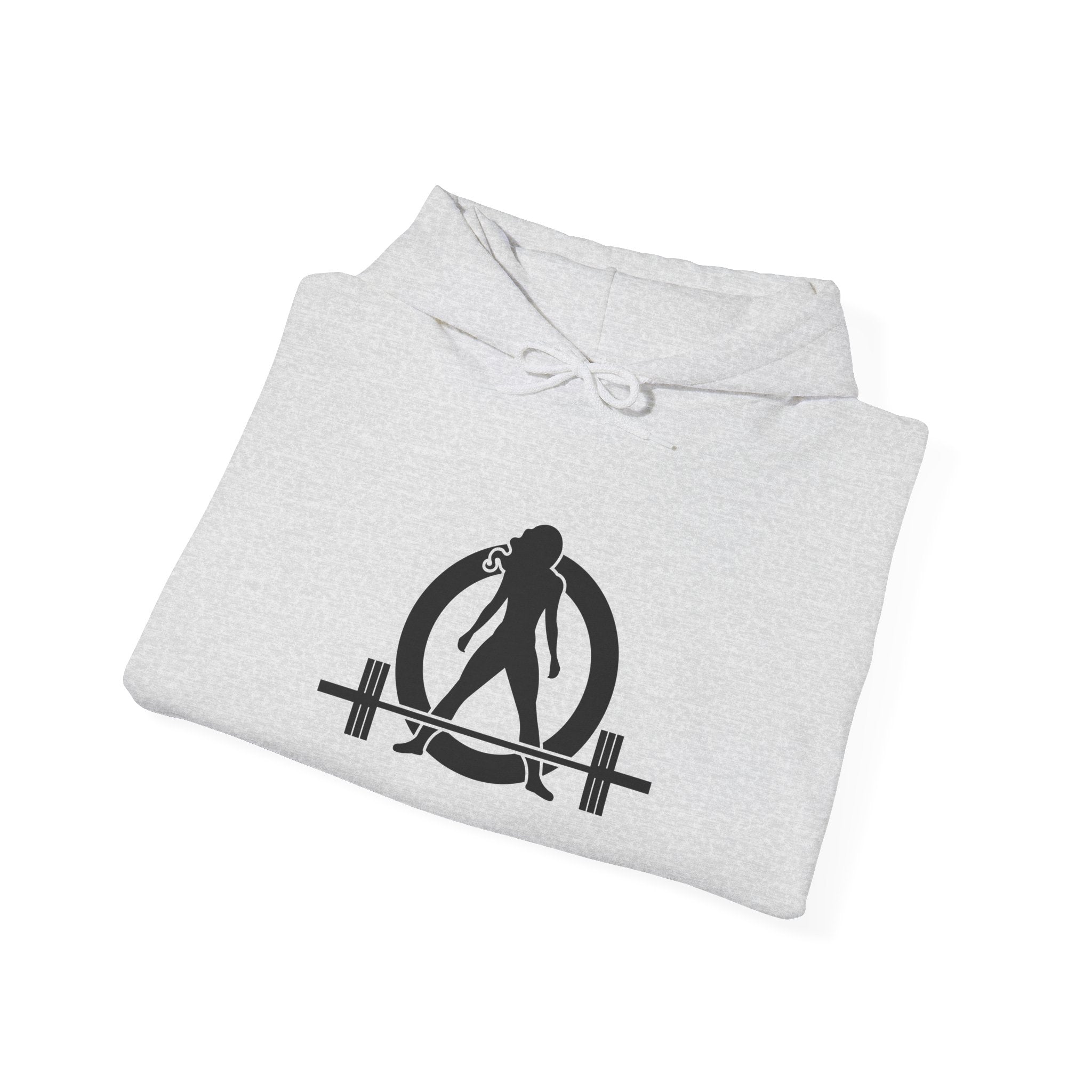 Goal Weight Strong AF – Unisex Heavy Blend™ Hooded Sweatshirt (Front & Back Black Logo) 🖤💪🔥
