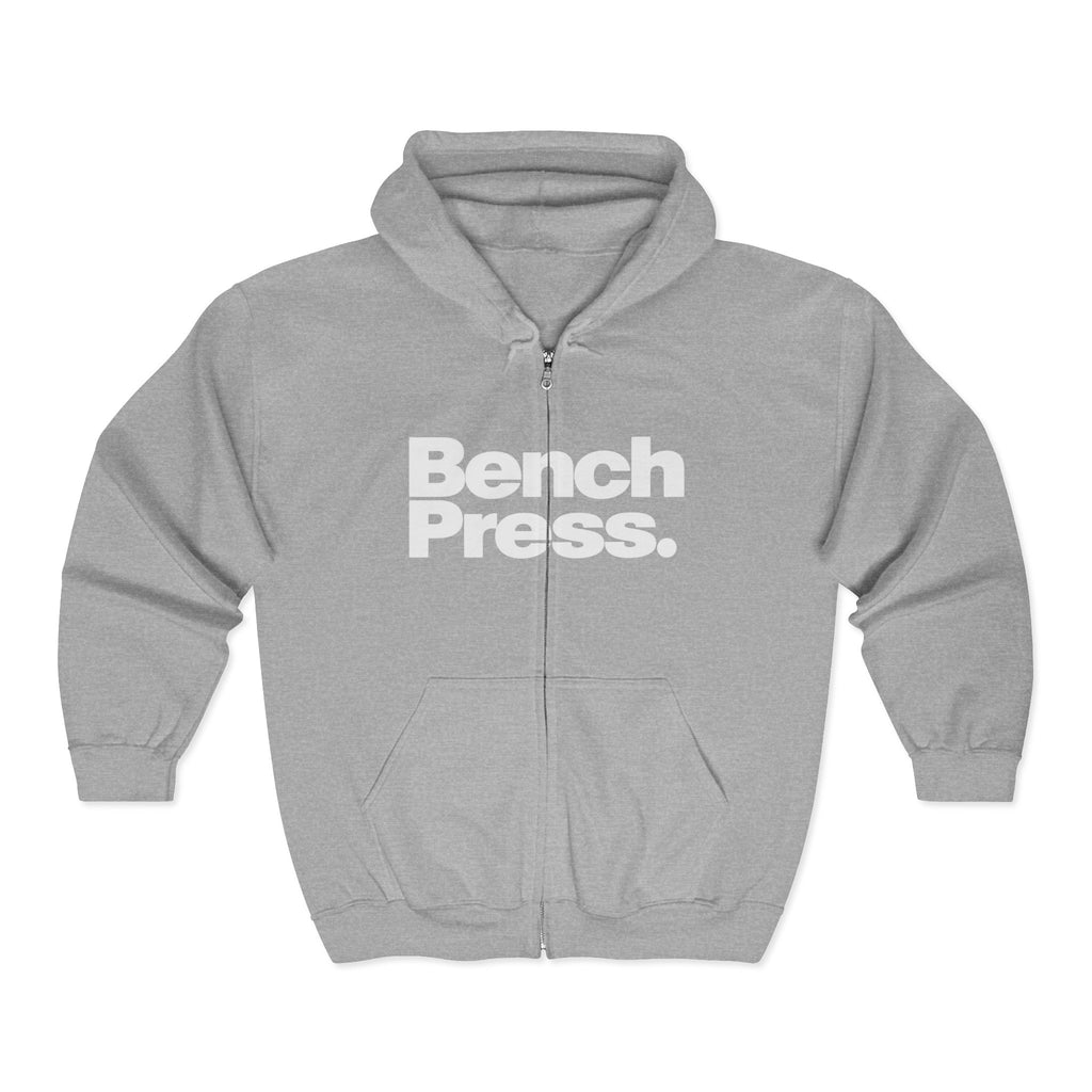 Bench Press Zip Hoodie — Bold Gym Fitness Sweatshirt