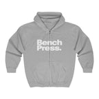 Bench Press Zip Hoodie — Bold Gym Fitness Sweatshirt