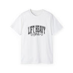 Lift Heavy Shit - Unisex Ultra Cotton Tee - Front Black Logo - Plain Back