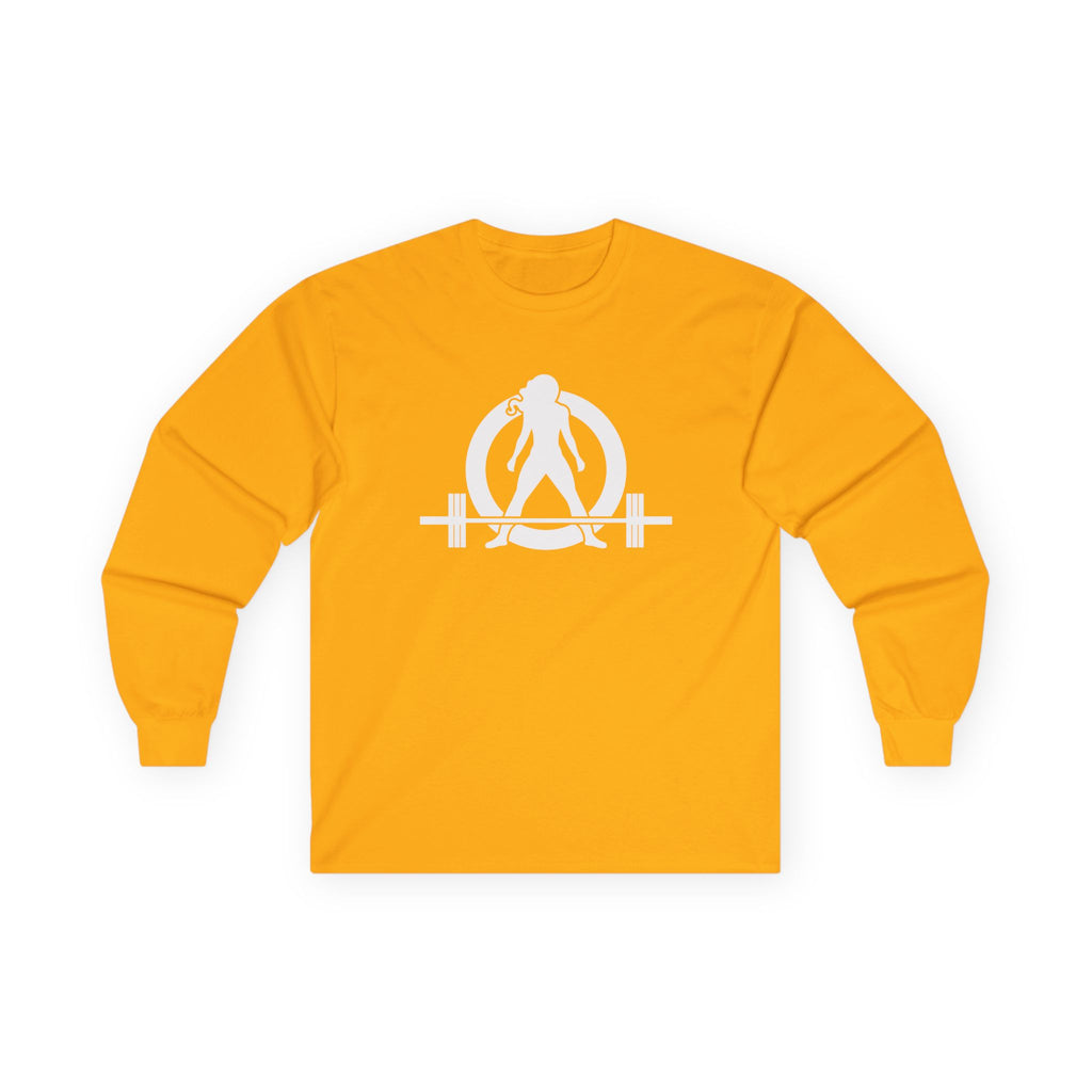 Lift Heavy Run Fast - Ultra Cotton Long Sleeve Tee - White Logo Front & Back
