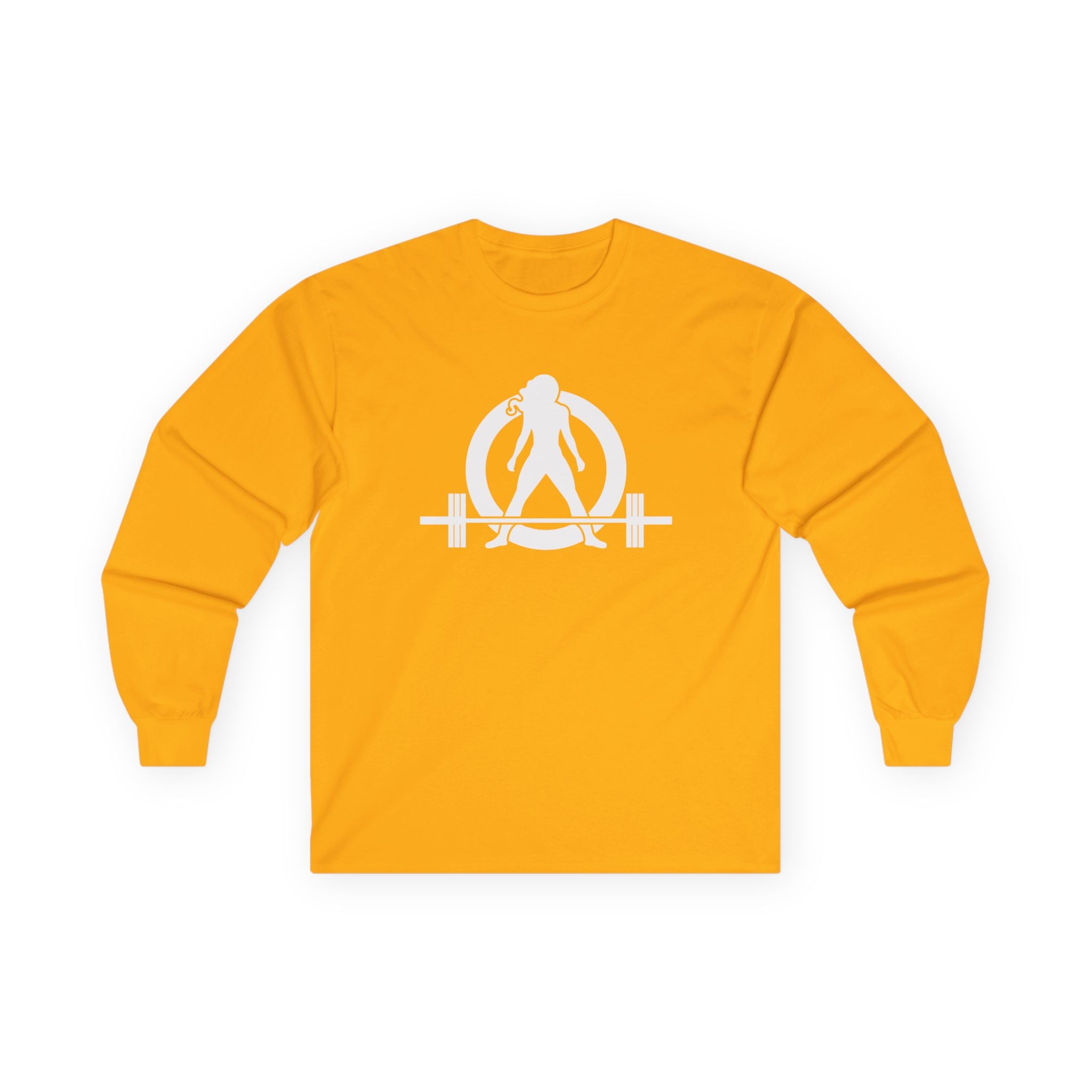 Lift Heavy Run Fast - Ultra Cotton Long Sleeve Tee - White Logo Front & Back