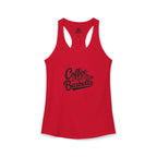 Coffee & Barbells - Women's Ideal Racerback Tank - Black Logo Plain Back