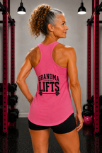Grandma Lifts - Women's Ideal Racerback Tank - White Logo Front & Back