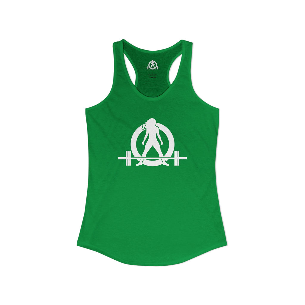 Goal Weight Strong AF - Simple - Women's Ideal Racerback Tank - White Print Front & Back