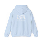 ALL I NEED IS COFFEE and a barbell - Unisex Heavy Blend Hooded Sweatshirt - White Logo Front & Back
