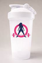WWLW Protein Shaker Bottle — 24oz - White & Hot Pink