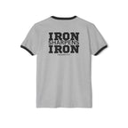 Iron Sharpens Iron - Unisex Cotton Ringer T-Shirt - Black Logo Front Plain Back