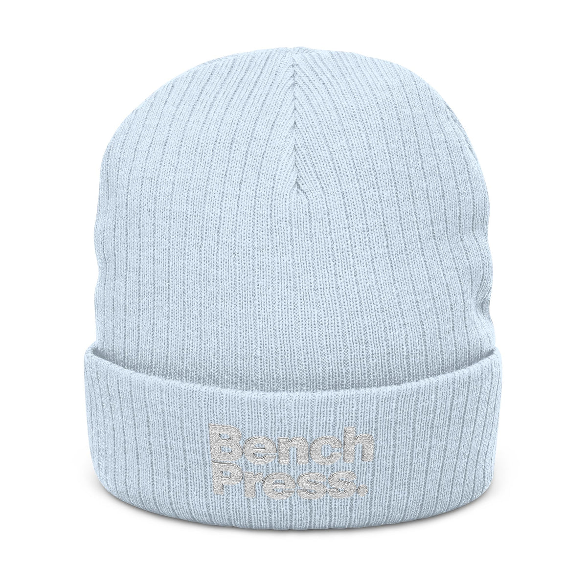Bench Press Embroidered Ribbed Beanie – Workout Gym Hat