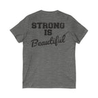 Strong Is Beautiful - Distressed Black Logo - Unisex Jersey Short Sleeve V-Neck Tee