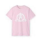 Unisex Ultra Cotton Tee - Classic White Logo - Plain Back