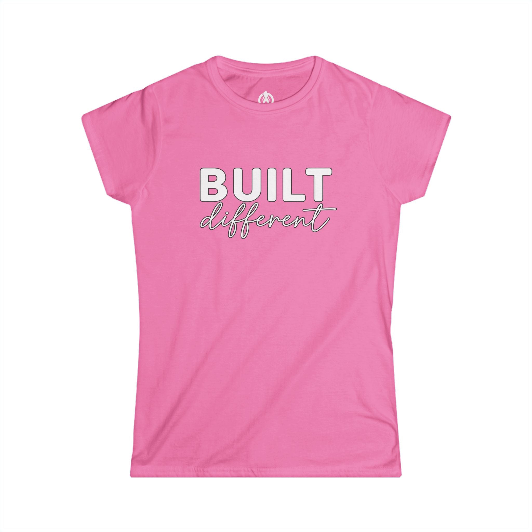 Built Different - Women's Softstyle Tee - White Logo Plain Back