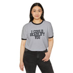 I Could Deadlift You - Unisex Cotton Ringer T-Shirt - Black Logo Front Plain Back