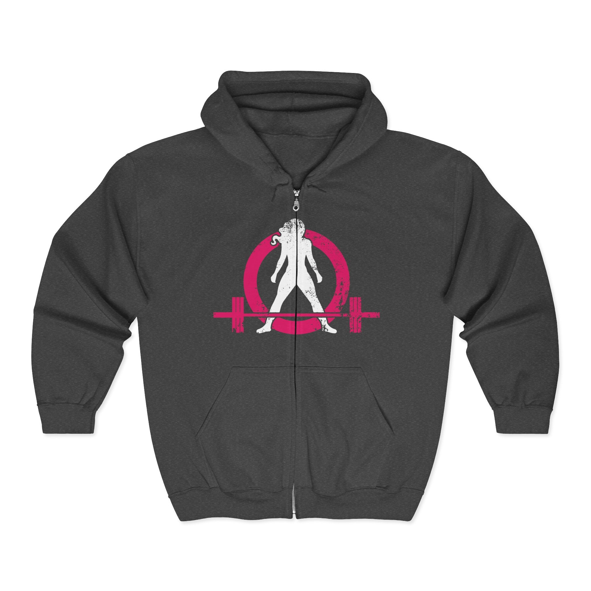 Distressed Logo – Unisex Heavy Blend™ Full Zip Hooded Sweatshirt – Color Inverted Logo