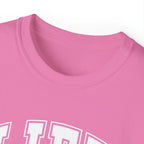 Lift Like A Girl - Unisex Ultra Cotton Tee - Front White Logo - Plain Back