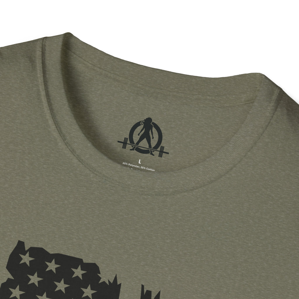 USA Barbell  - Unisex Softstyle T-Shirt - Black Logo - Plain Back