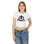 Women's Baby Tee - Black Distressed Logo