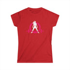 Women's Softstyle Tee - Distressed Inverted Color Logo Front - Plain Back