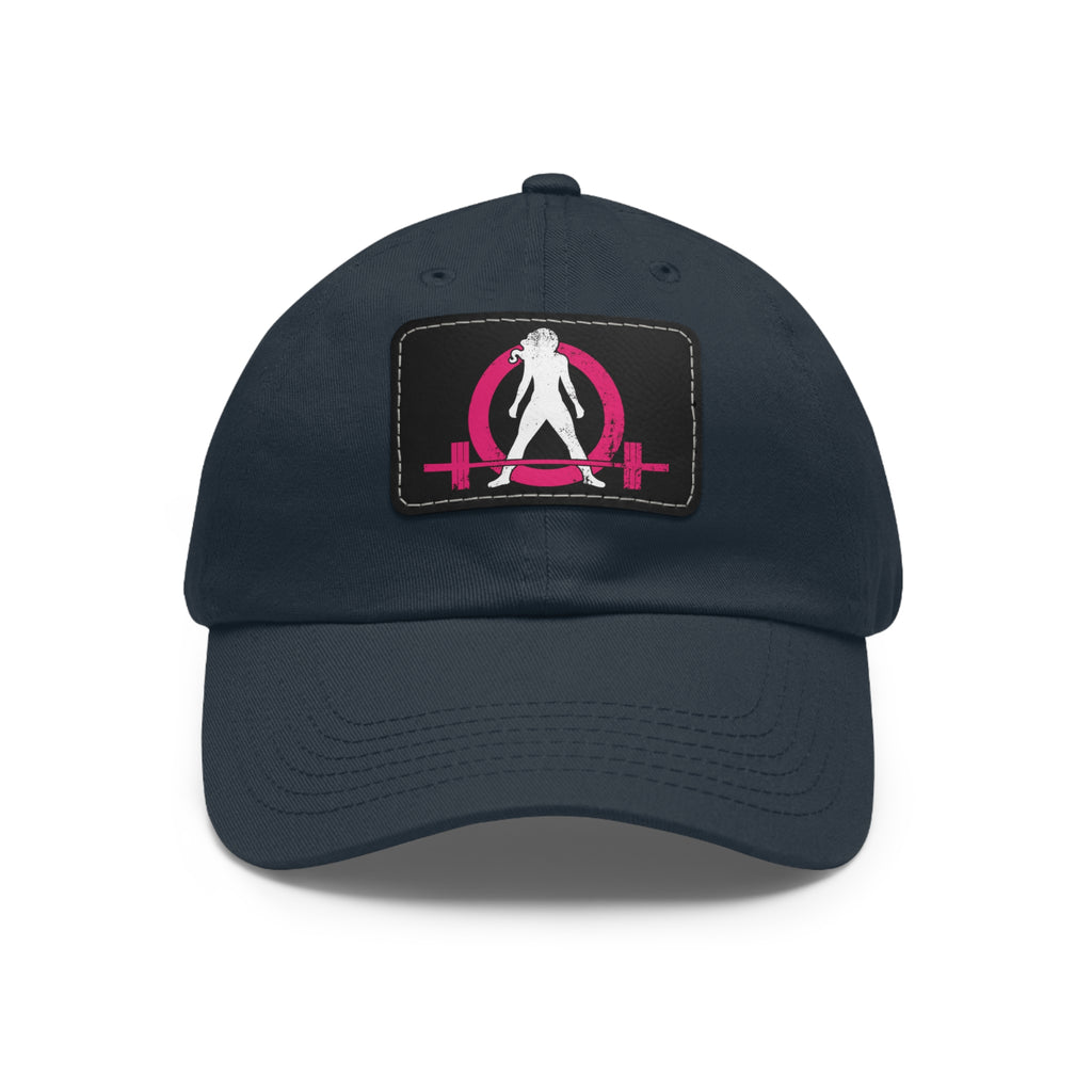 Distressed - Dad Hat with Leather Patch (Rectangle) - Color Font