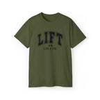 Lift Like A Girl - Unisex Ultra Cotton Tee - Front Black Logo - Plain Back