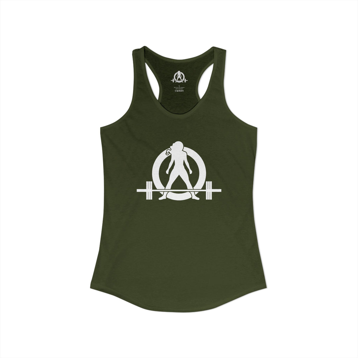 Grandma Lifts - Women's Ideal Racerback Tank - White Logo Front & Back