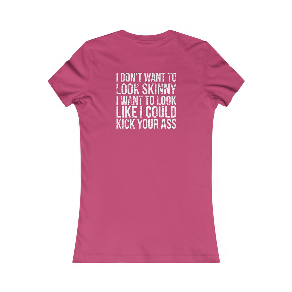 Kick Your Ass – Women’s Favorite Tee (White Distressed Logo)