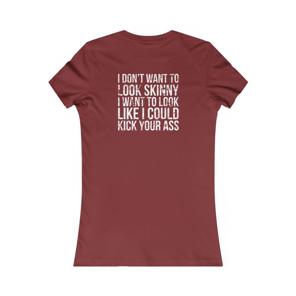 Kick Your Ass – Women’s Favorite Tee (White Distressed Logo)