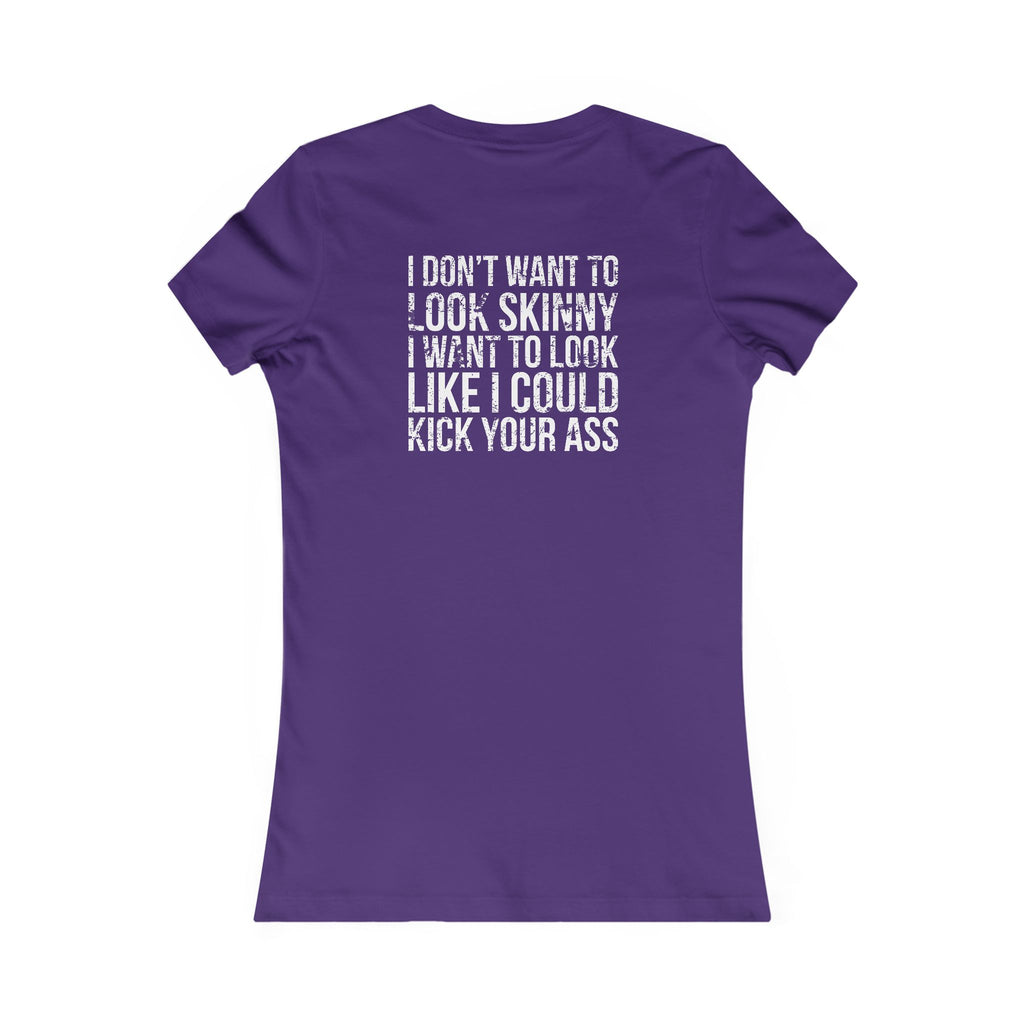 Kick Your Ass – Women’s Favorite Tee (White Distressed Logo)