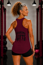 Grandma Lifts - Women's Ideal Racerback Tank - White Logo Front & Back