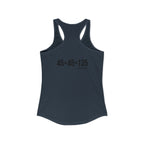 45 + 45 = 135 - Women's Ideal Racerback Tank - Black Print Front & Back