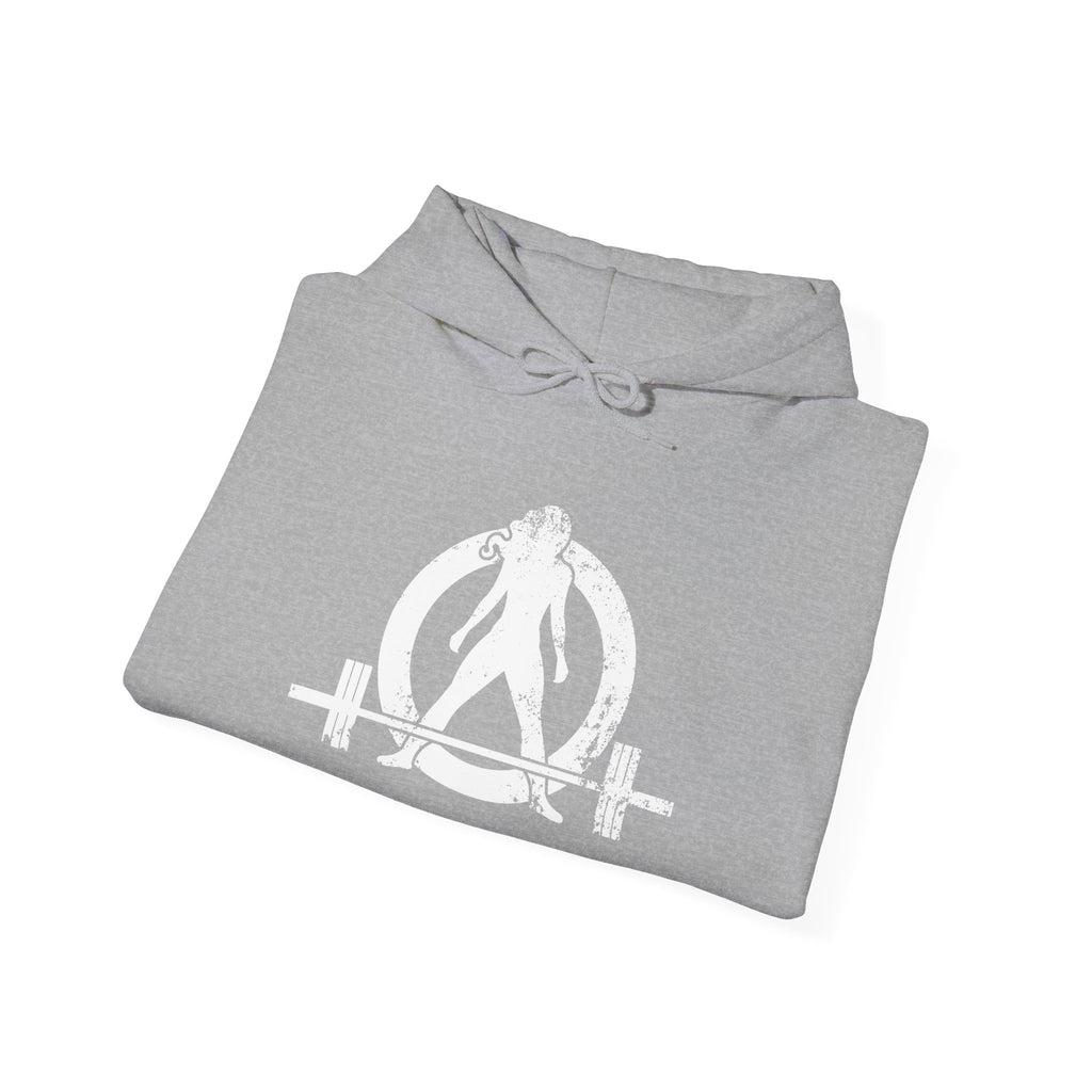 Strong Not Skinny - Unisex Heavy Blend Hooded Sweatshirt - White Distressed Logo