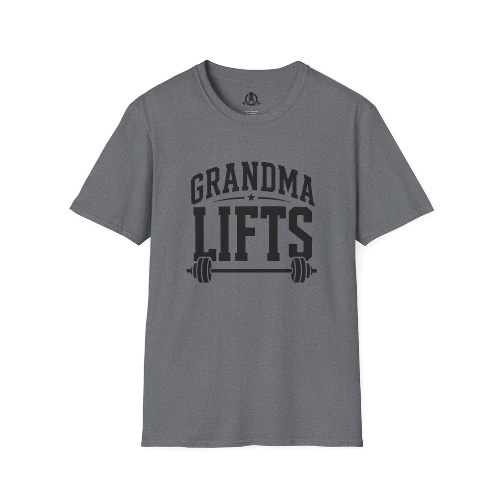 Grandma Lifts -  Unisex Softstyle T-Shirt — Front Black Logo