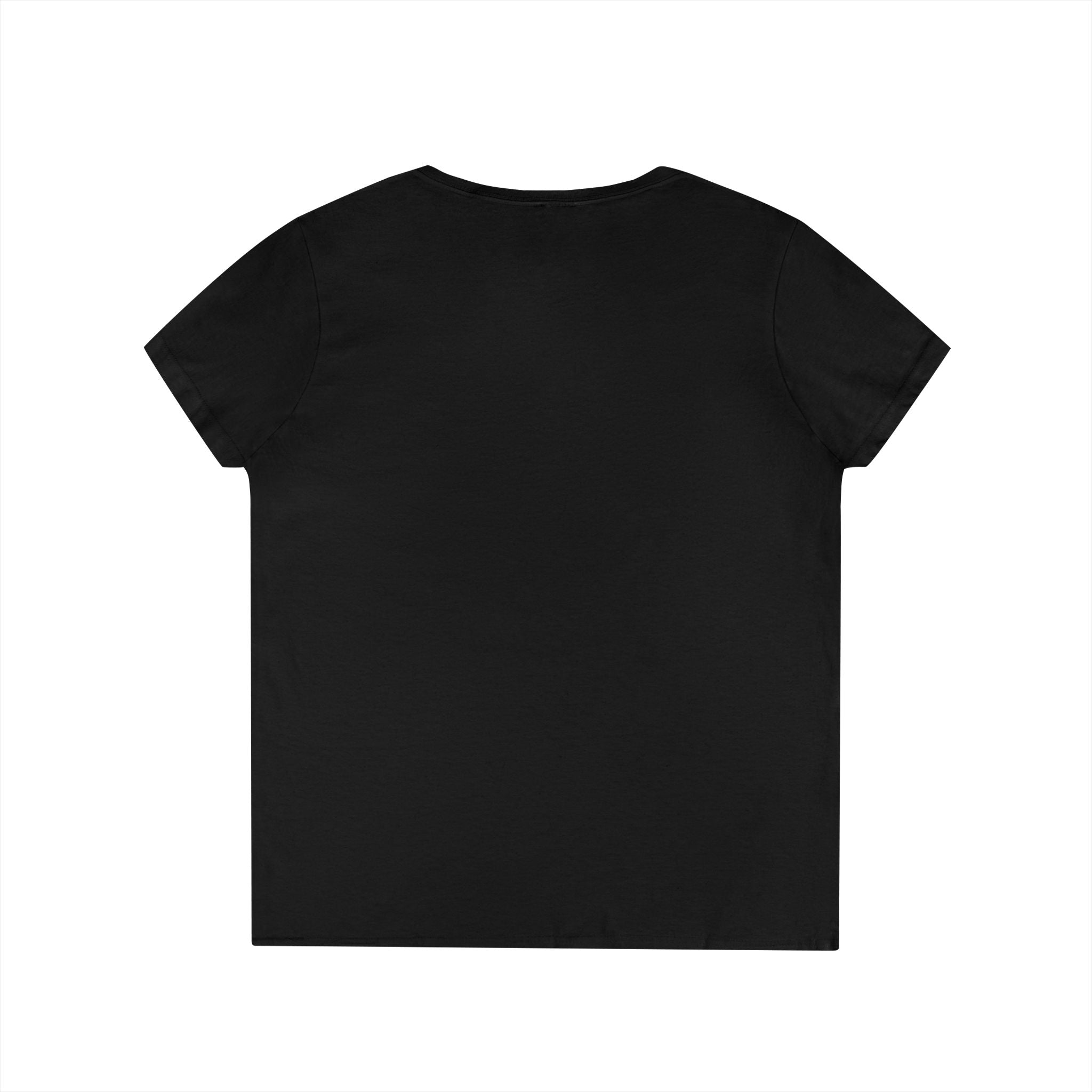 Ladies' V-Neck T-Shirt -  White Distressed Logo