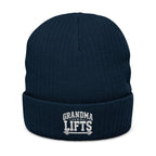 Grandma Lifts Embroidered Ribbed Knit Beanie