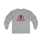 Distressed - Ultra Cotton Long Sleeve Tee - Inverted Color Logo
