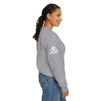 Iron Sharpens Iron - Unisex Heavy Blend™ Crewneck Sweatshirt - Front White Logo - Plain Back