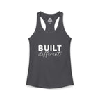 Built Different - Women's Ideal Racerback Tank - White Logo